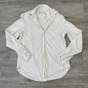Frank & Eileen Tee Lab Cotton Pocket Button Up Shirt in Off White Size XS